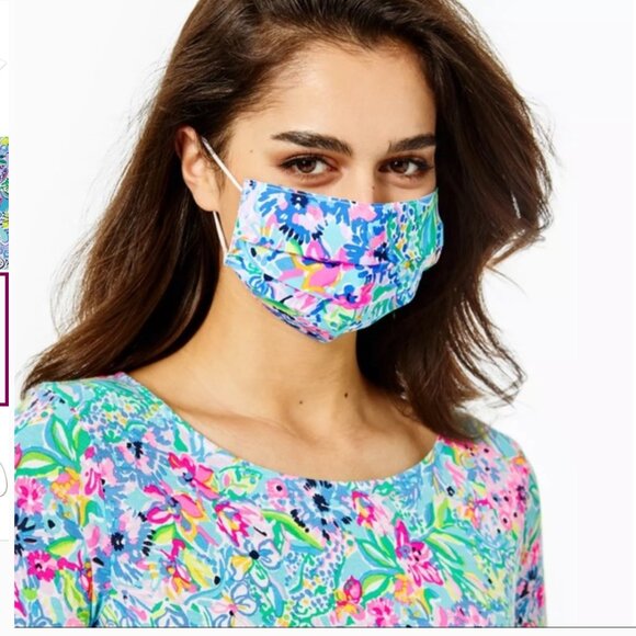 Lilly Pulitzer “Over the Rainbow” Face Mask | EUC | Elephant Print | Collectible - Picture 3 of 10